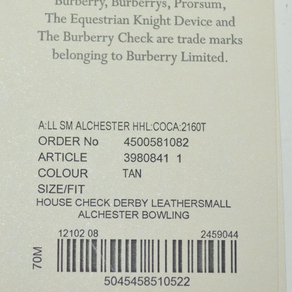 NWT BURBERRY HOUSE CHECK DERBY ALCHESTER BOWLING TOTE BAG SATCHEL - Picture 11 of 11